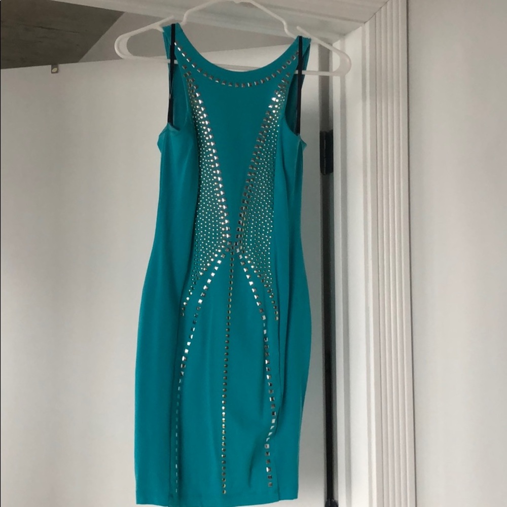 Turquoise Bebe studded dress - Picture 1 of 2